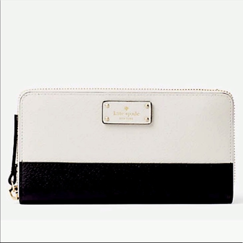Kate Spade Grove Street Neda Zip Around Wallet Black and White